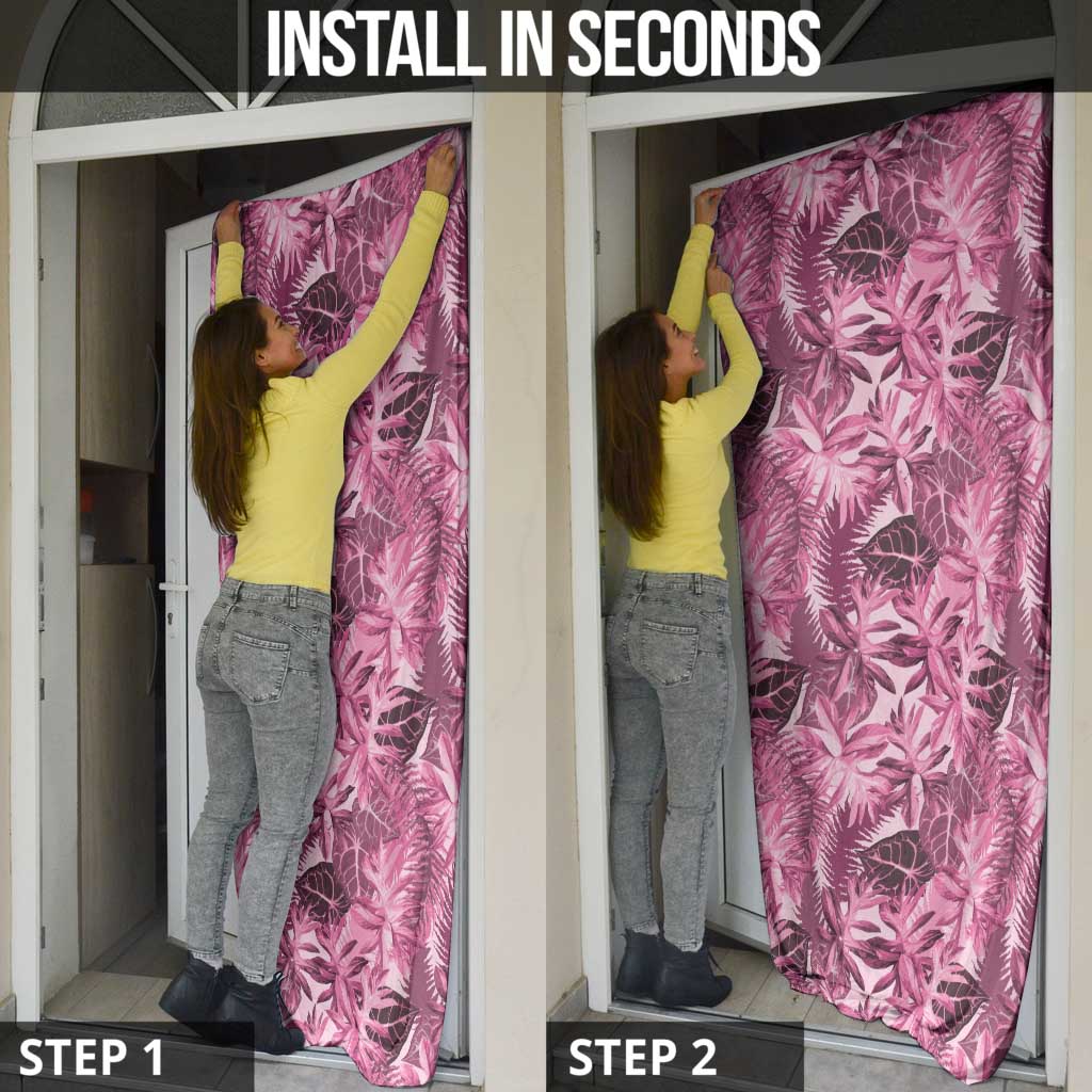 Hawaii Pink Tropical Leaves Door Cover - Polynesian Pride