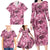 Hawaii Pink Tropical Leaves Family Matching Long Sleeve Bodycon Dress and Hawaiian Shirt - Polynesian Pride