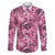 Hawaii Pink Tropical Leaves Family Matching Long Sleeve Bodycon Dress and Hawaiian Shirt - Polynesian Pride