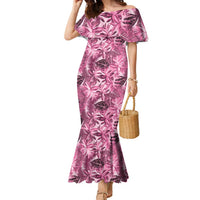 Hawaii Pink Tropical Leaves Family Matching Mermaid Dress and Hawaiian Shirt - Polynesian Pride
