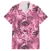 Hawaii Pink Tropical Leaves Family Matching Off The Shoulder Long Sleeve Dress and Hawaiian Shirt LT01 Dad's Shirt - Short Sleeve Pink - Polynesian Pride