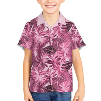 Hawaii Pink Tropical Leaves Family Matching Off The Shoulder Long Sleeve Dress and Hawaiian Shirt LT01 Son's Shirt Pink - Polynesian Pride