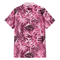 Hawaii Pink Tropical Leaves Family Matching Off Shoulder Maxi Dress and Hawaiian Shirt - Polynesian Pride