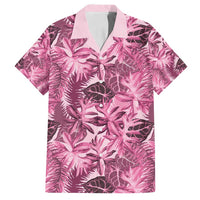 Hawaii Pink Tropical Leaves Family Matching Summer Maxi Dress and Hawaiian Shirt - Polynesian Pride