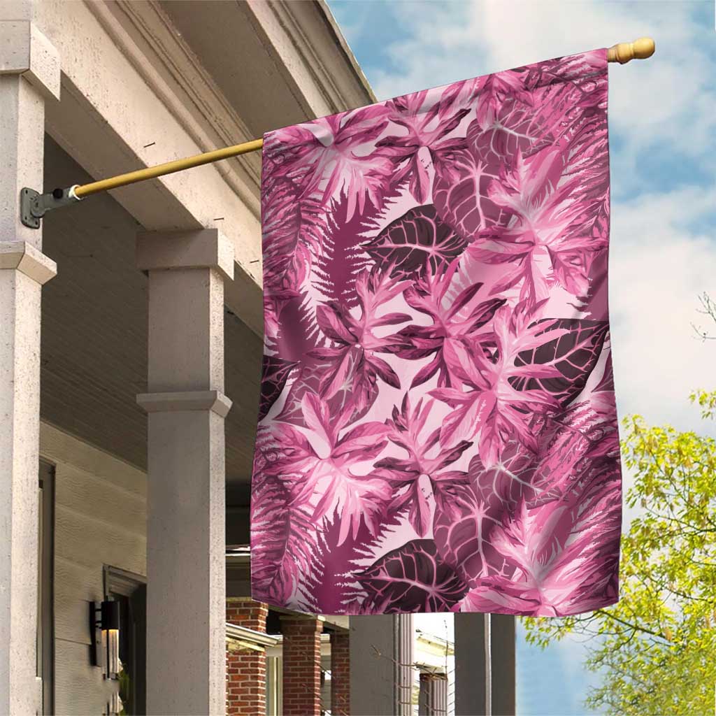 Hawaii Pink Tropical Leaves Garden Flag - Polynesian Pride