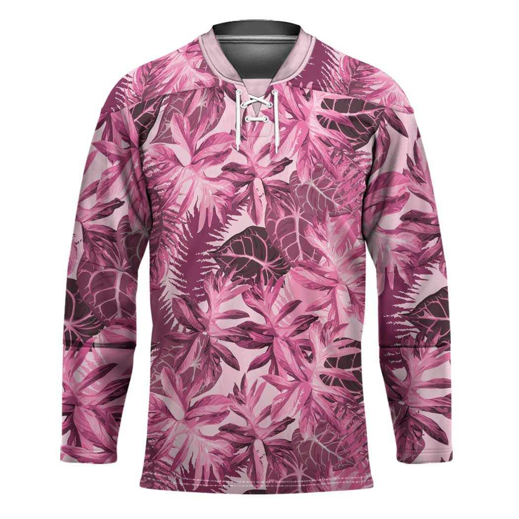 Hawaii Pink Tropical Leaves Hockey Jersey - Polynesian Pride