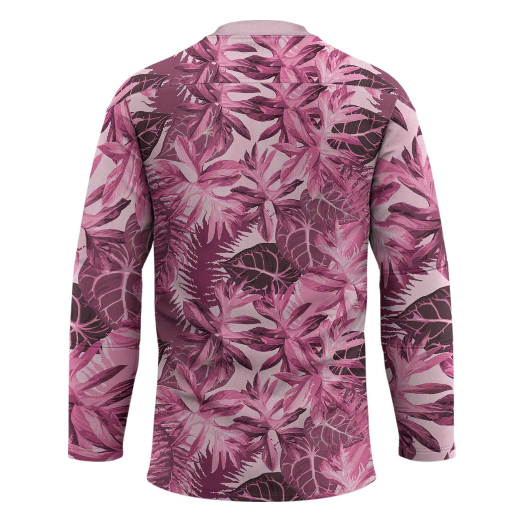 Hawaii Pink Tropical Leaves Hockey Jersey - Polynesian Pride