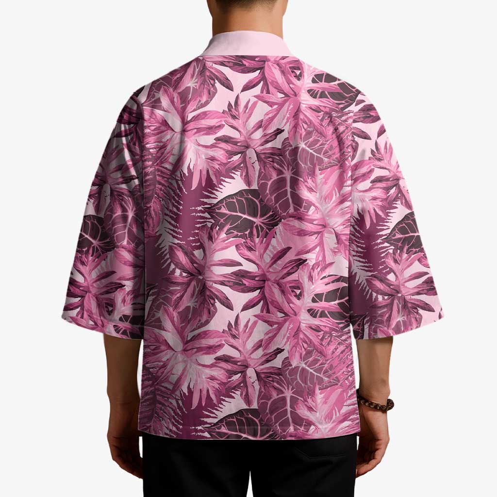 Hawaii Pink Tropical Leaves Kimono - Polynesian Pride