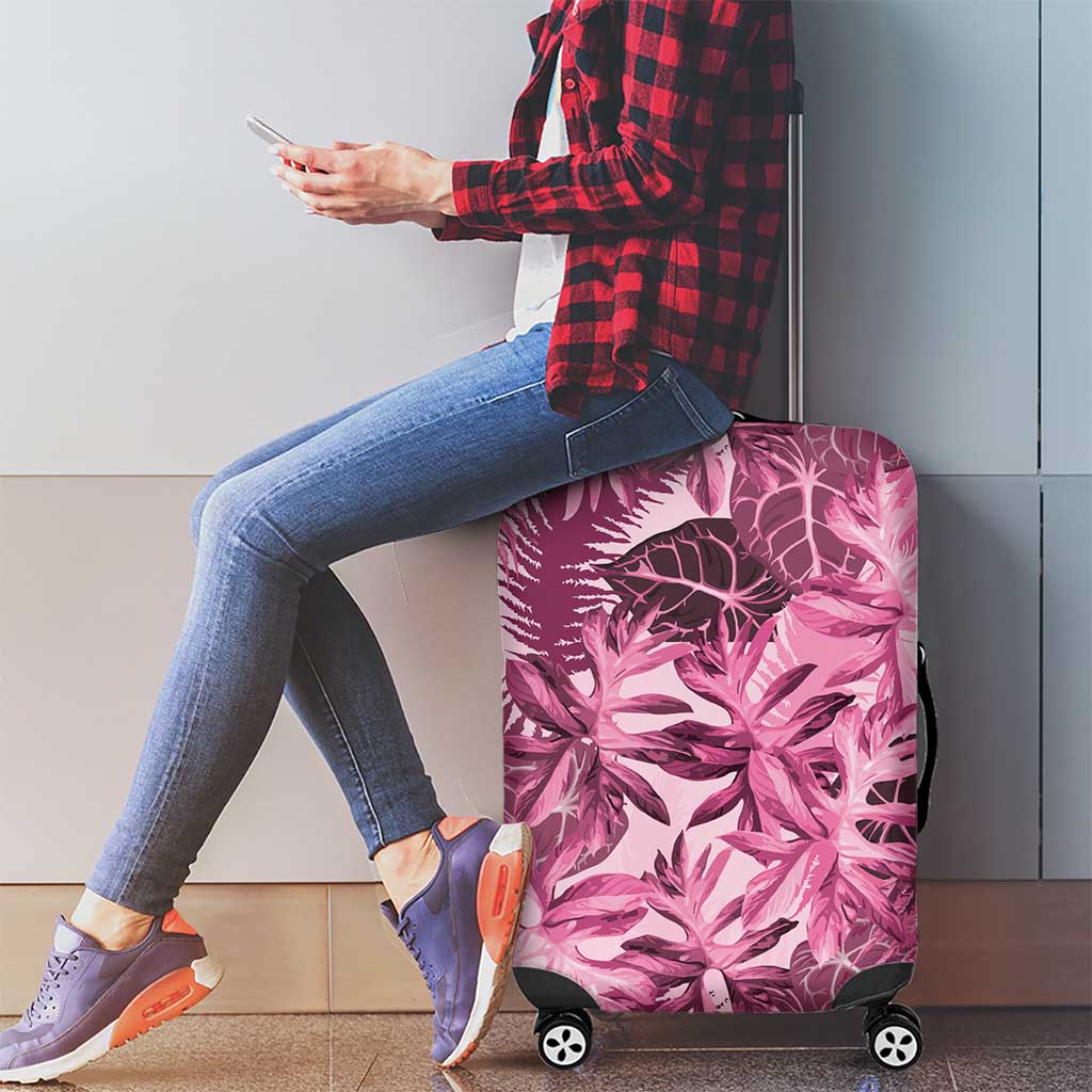 Hawaii Pink Tropical Leaves Luggage Cover - Polynesian Pride