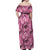 Hawaii Pink Tropical Leaves Off Shoulder Maxi Dress - Polynesian Pride