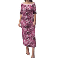 Hawaii Pink Tropical Leaves Puletasi - Polynesian Pride