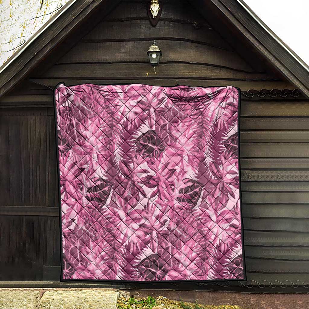 Hawaii Pink Tropical Leaves Quilt - Polynesian Pride