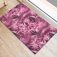Hawaii Pink Tropical Leaves Rubber Doormat - Polynesian Pride