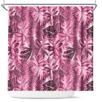 Hawaii Pink Tropical Leaves Shower Curtain - Polynesian Pride