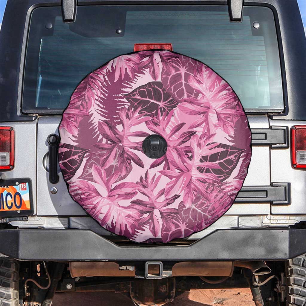 Hawaii Pink Tropical Leaves Spare Tire Cover - Polynesian Pride