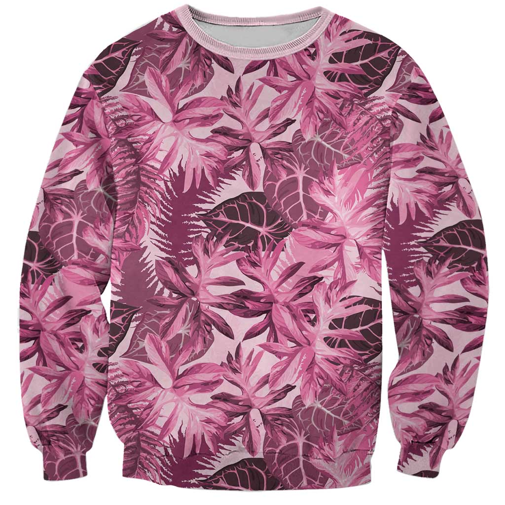 Hawaii Pink Tropical Leaves Sweatshirt - Polynesian Pride