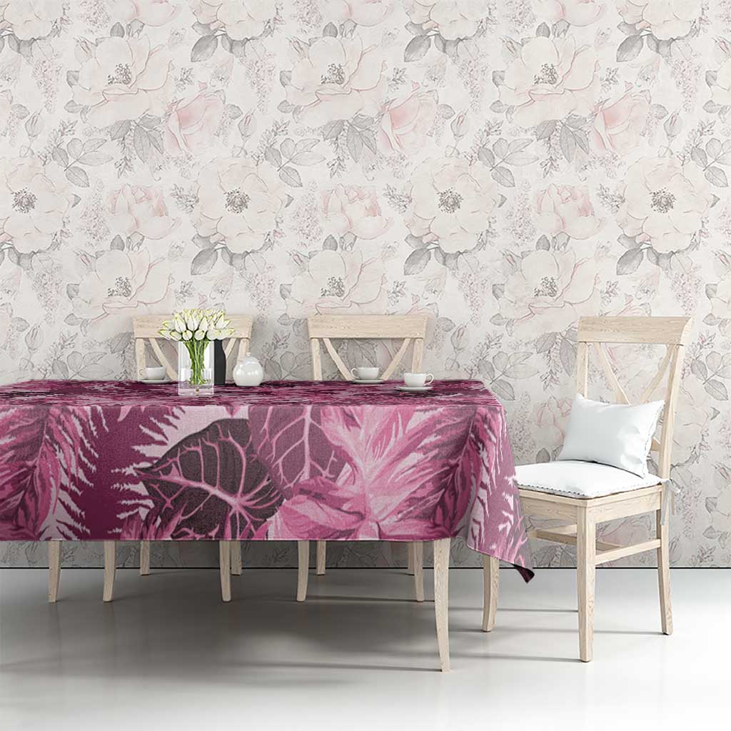 Hawaii Pink Tropical Leaves Tablecloth - Polynesian Pride