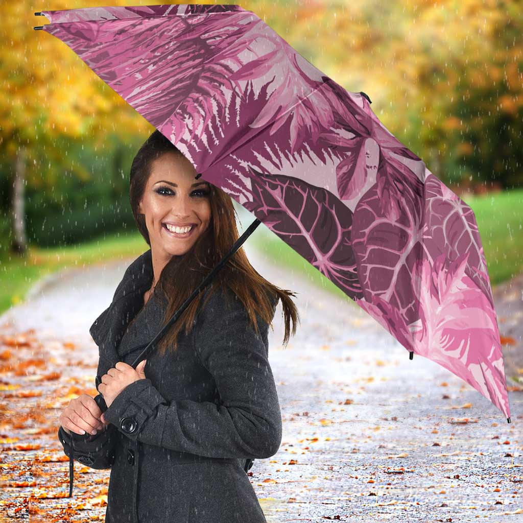 Hawaii Pink Tropical Leaves Umbrella - Polynesian Pride