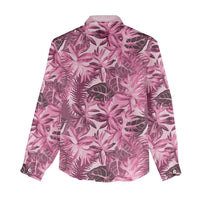 Hawaii Pink Tropical Leaves Women Casual Shirt - Polynesian Pride