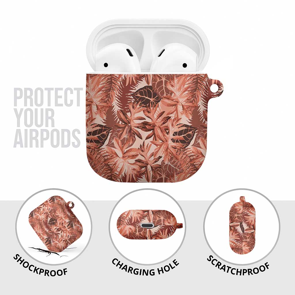 Hawaii Red Brown Tropical Leaves AirPods Case - Polynesian Pride