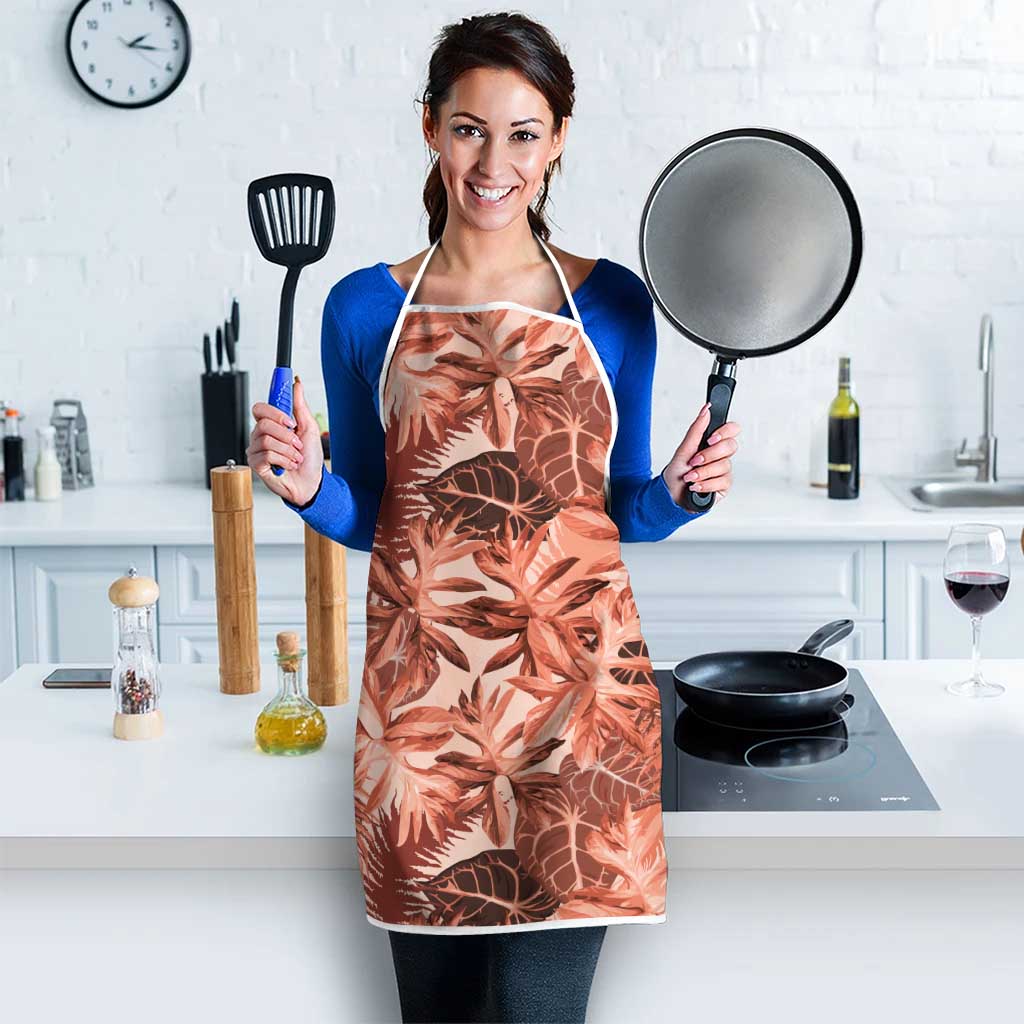 Hawaii Red Brown Tropical Leaves Apron - Polynesian Pride