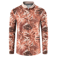 Hawaii Red Brown Tropical Leaves Button Sweatshirt - Polynesian Pride