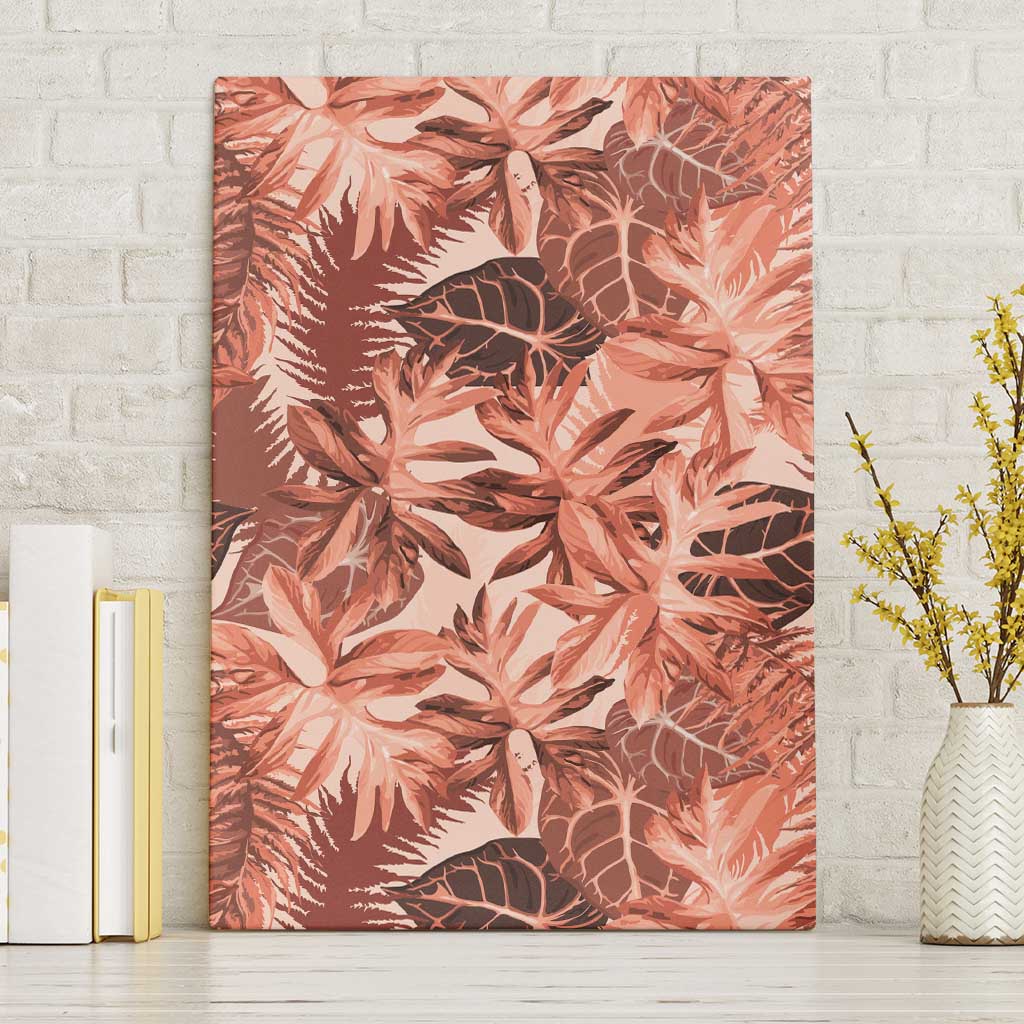 Hawaii Red Brown Tropical Leaves Canvas Wall Art - Polynesian Pride