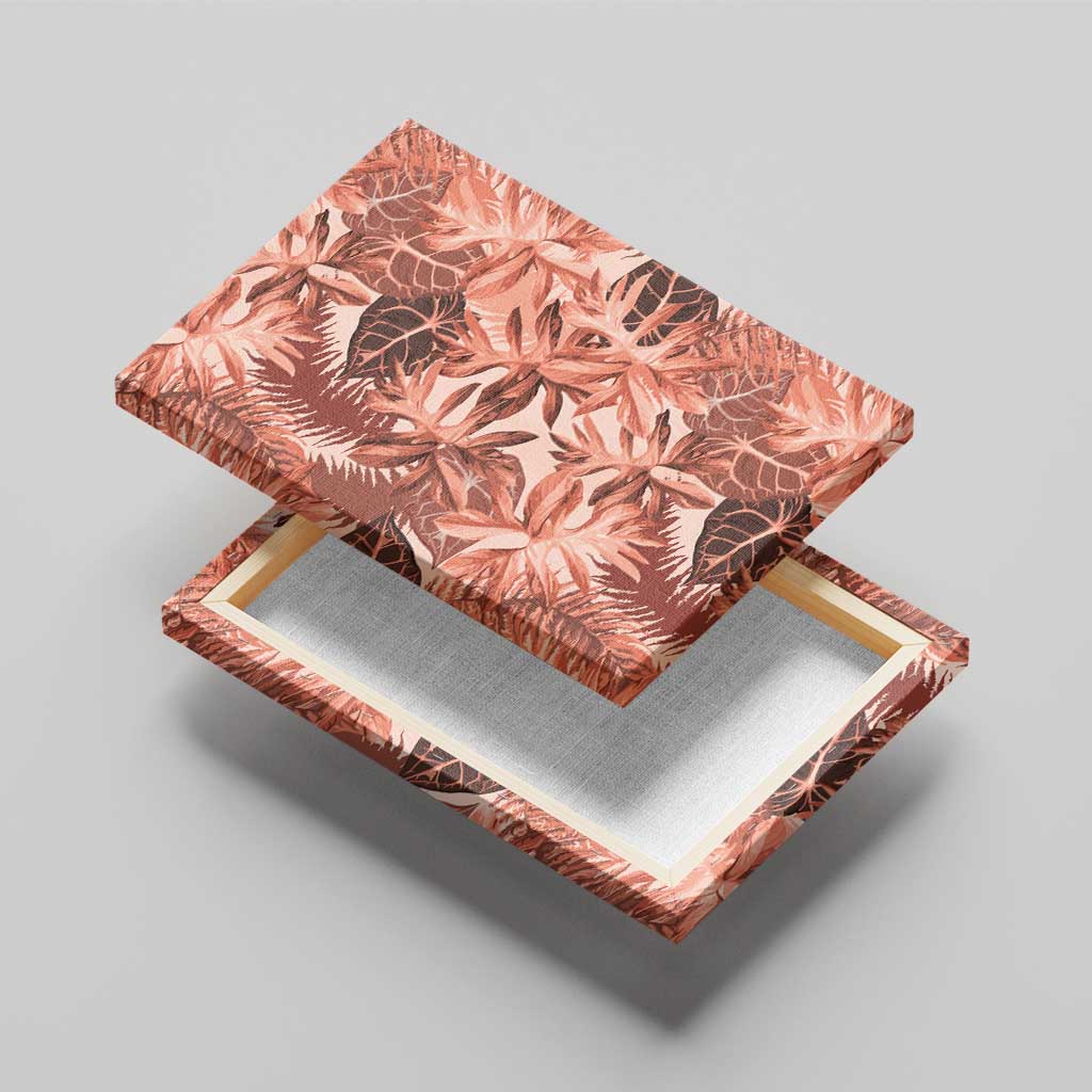 Hawaii Red Brown Tropical Leaves Canvas Wall Art - Polynesian Pride