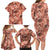 Hawaii Red Brown Tropical Leaves Family Matching Long Sleeve Bodycon Dress and Hawaiian Shirt - Polynesian Pride