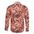 Hawaii Red Brown Tropical Leaves Family Matching Long Sleeve Bodycon Dress and Hawaiian Shirt - Polynesian Pride