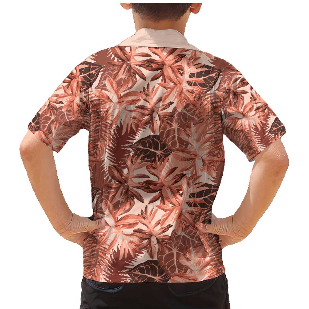 Hawaii Red Brown Tropical Leaves Family Matching Mermaid Dress and Hawaiian Shirt - Polynesian Pride