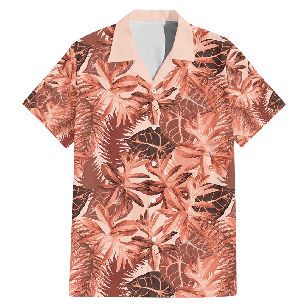 Hawaii Red Brown Tropical Leaves Family Matching Mermaid Dress and Hawaiian Shirt - Polynesian Pride