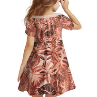 Hawaii Red Brown Tropical Leaves Family Matching Off The Shoulder Long Sleeve Dress and Hawaiian Shirt LT01 - Polynesian Pride