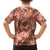 Hawaii Red Brown Tropical Leaves Family Matching Short Sleeve Bodycon Dress and Hawaiian Shirt - Polynesian Pride