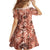 Hawaii Red Brown Tropical Leaves Family Matching Short Sleeve Bodycon Dress and Hawaiian Shirt - Polynesian Pride