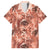 Hawaii Red Brown Tropical Leaves Family Matching Short Sleeve Bodycon Dress and Hawaiian Shirt - Polynesian Pride