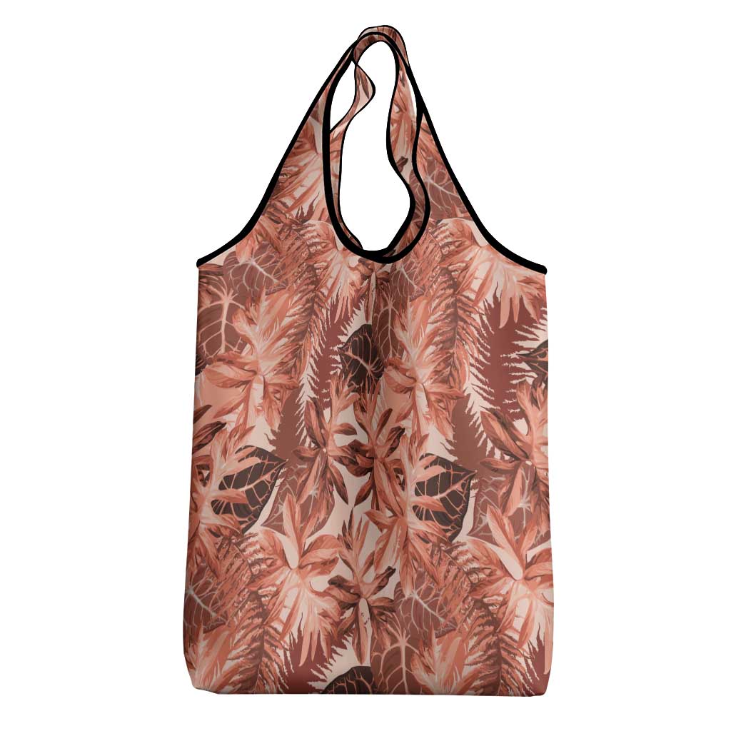 Hawaii Red Brown Tropical Leaves Grocery Bag - Polynesian Pride