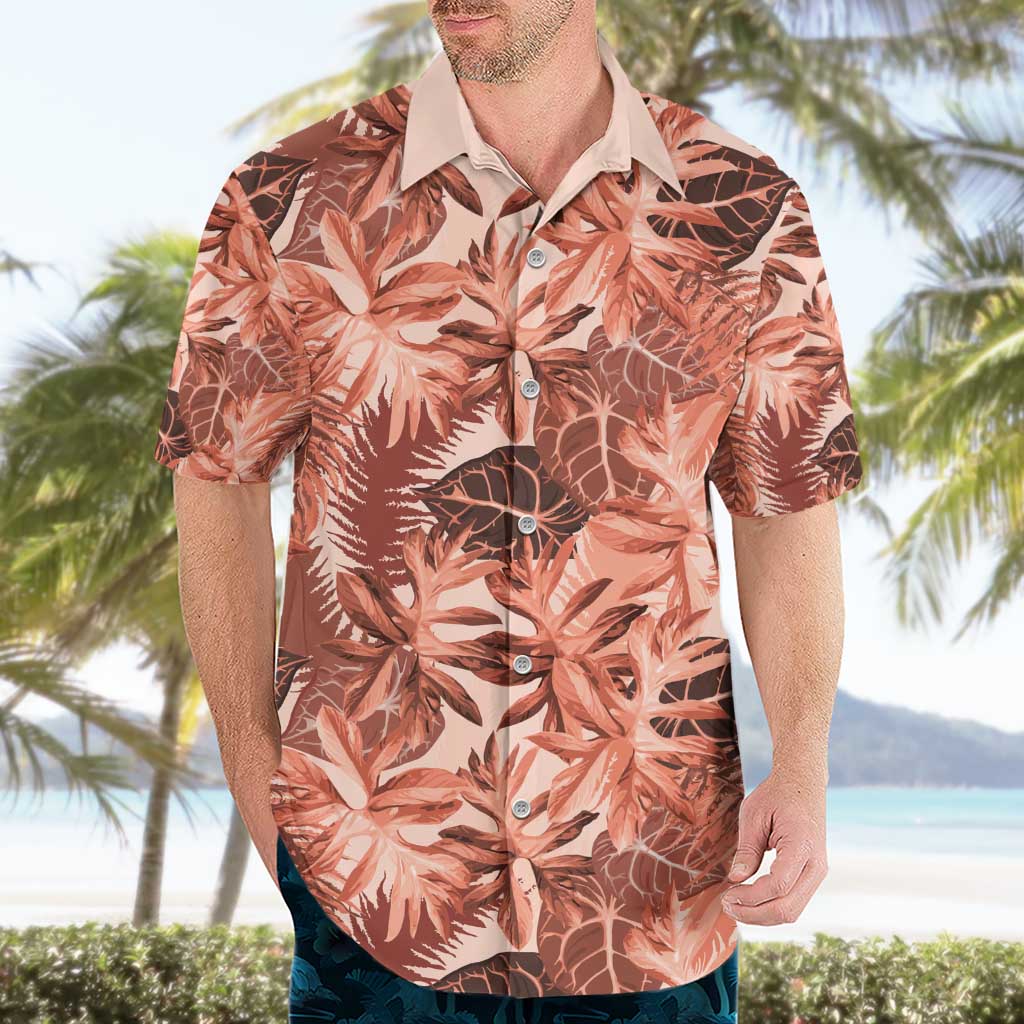 Hawaii Red Brown Tropical Leaves Hawaiian Shirt - Polynesian Pride