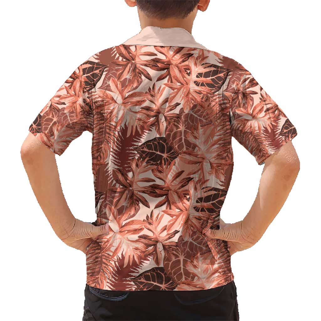 Hawaii Red Brown Tropical Leaves Hawaiian Shirt - Polynesian Pride