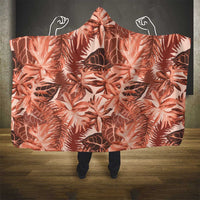 Hawaii Red Brown Tropical Leaves Hooded Blanket - Polynesian Pride