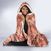 Hawaii Red Brown Tropical Leaves Hooded Blanket - Polynesian Pride