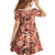 Hawaii Red Brown Tropical Leaves Kid Short Sleeve Dress - Polynesian Pride