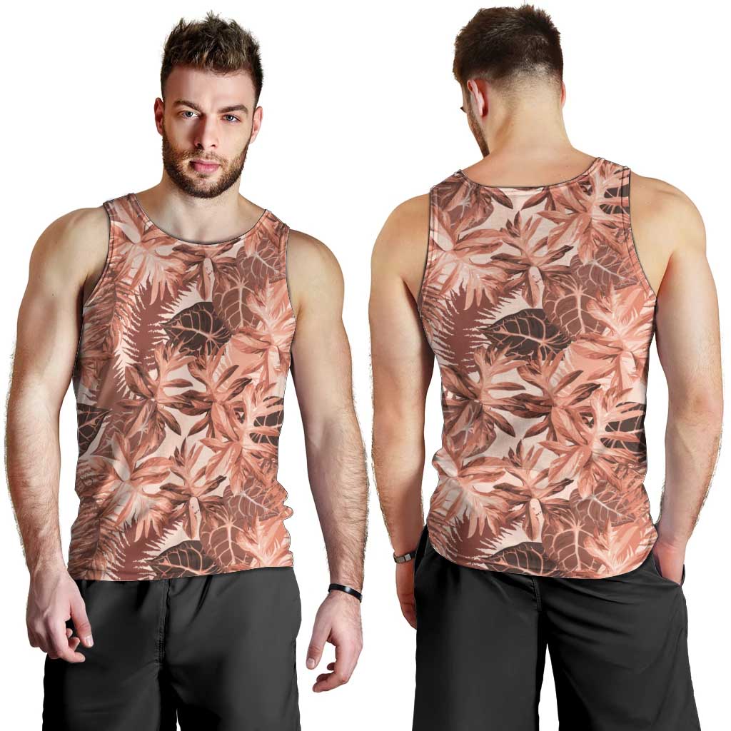 Hawaii Red Brown Tropical Leaves Men Tank Top - Polynesian Pride