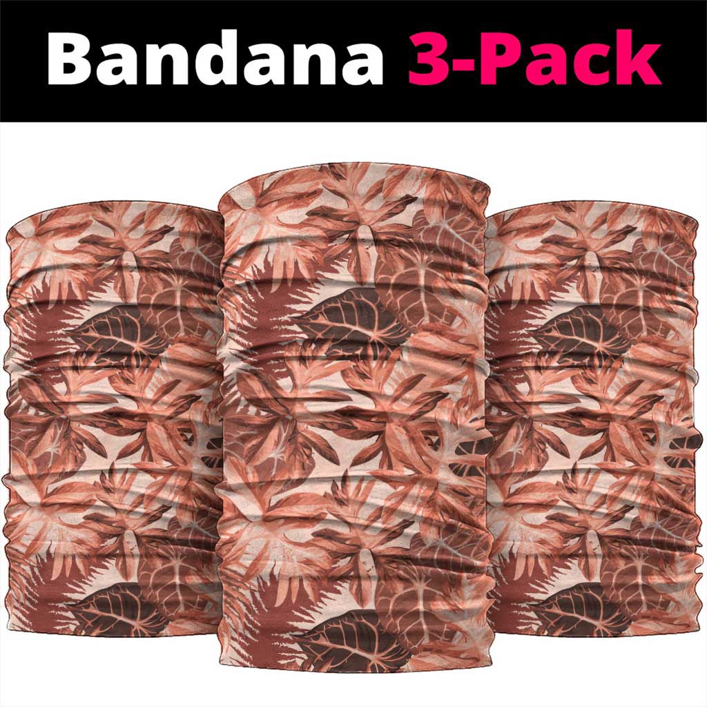 Hawaii Red Brown Tropical Leaves Neck Gaiter - Polynesian Pride