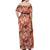 Hawaii Red Brown Tropical Leaves Off Shoulder Maxi Dress - Polynesian Pride