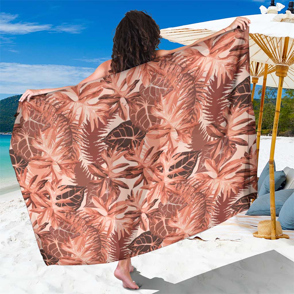 Hawaii Red Brown Tropical Leaves Sarong - Polynesian Pride