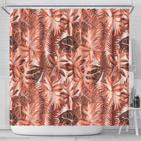 Hawaii Red Brown Tropical Leaves Shower Curtain - Polynesian Pride