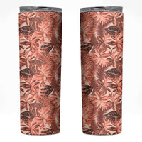 Hawaii Red Brown Tropical Leaves Skinny Tumbler - Polynesian Pride