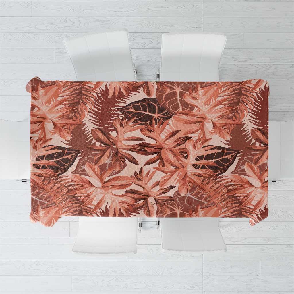 Hawaii Red Brown Tropical Leaves Tablecloth - Polynesian Pride