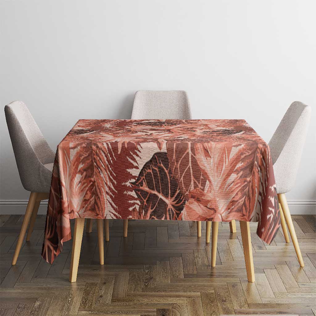 Hawaii Red Brown Tropical Leaves Tablecloth - Polynesian Pride